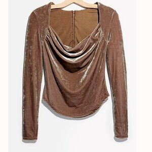 Free People Brown Velvet Blouse